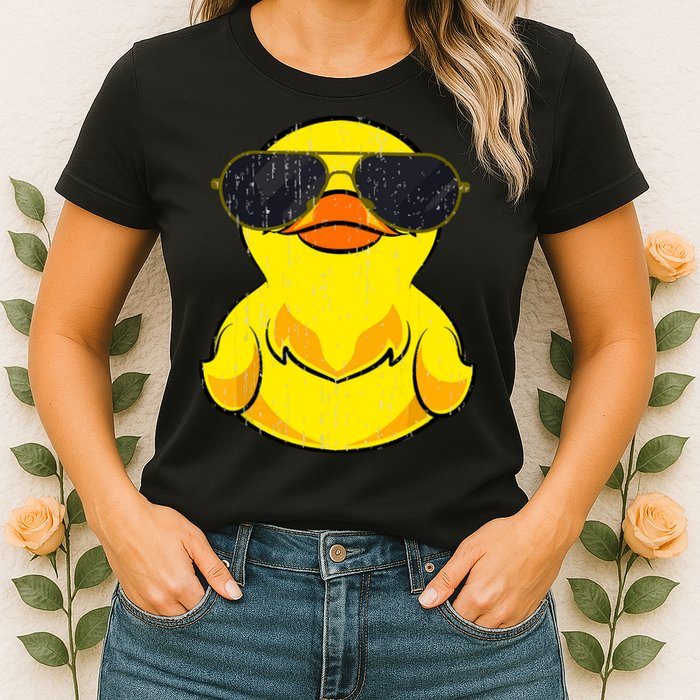 Cool Duckie Sunglasses Duckling Funny Ducky Rubber Duck Womens T-Shirt