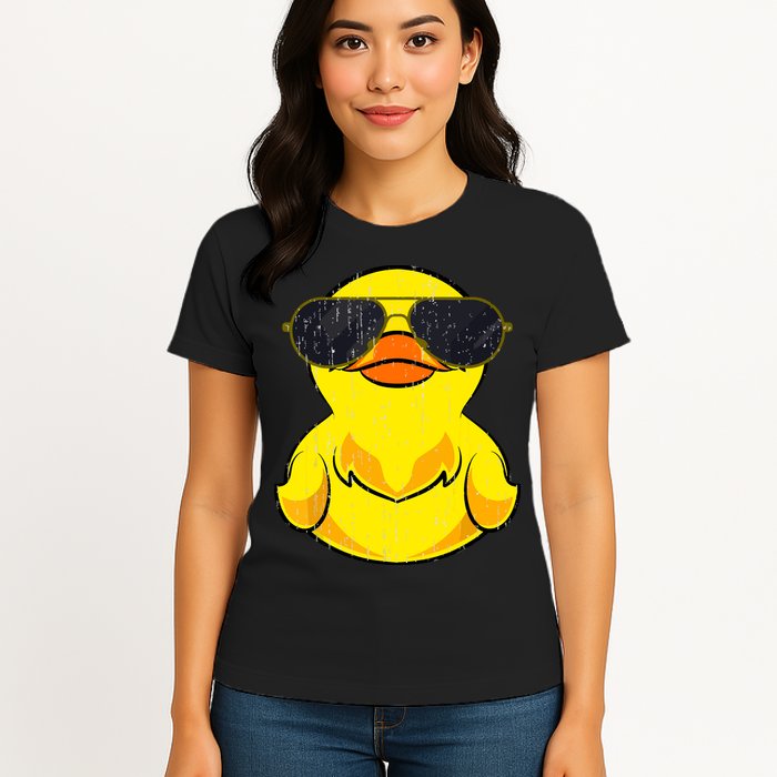 Cool Duckie Sunglasses Duckling Funny Ducky Rubber Duck Womens T-Shirt