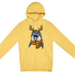 Christmas Dolphin Santa Clause Reindeer Xmas Dolphin Lover Cute Gift Premium Pullover Hoodie