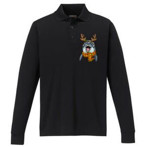 Christmas Dolphin Santa Clause Reindeer Xmas Dolphin Lover Cute Gift Performance Long Sleeve Polo