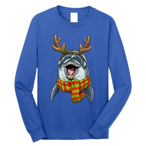 Christmas Dolphin Santa Clause Reindeer Xmas Dolphin Lover Cute Gift Long Sleeve Shirt