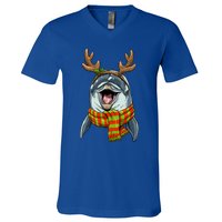 Christmas Dolphin Santa Clause Reindeer Xmas Dolphin Lover Cute Gift V-Neck T-Shirt