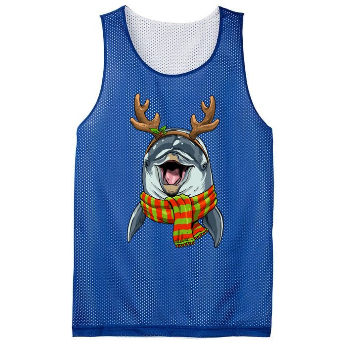 Christmas Dolphin Santa Clause Reindeer Xmas Dolphin Lover Cute Gift Mesh Reversible Basketball Jersey Tank