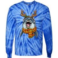 Christmas Dolphin Santa Clause Reindeer Xmas Dolphin Lover Cute Gift Tie-Dye Long Sleeve Shirt