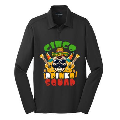 Cinco Drinko Squad Cinco De Mayo Celebration Silk Touch Performance Long Sleeve Polo