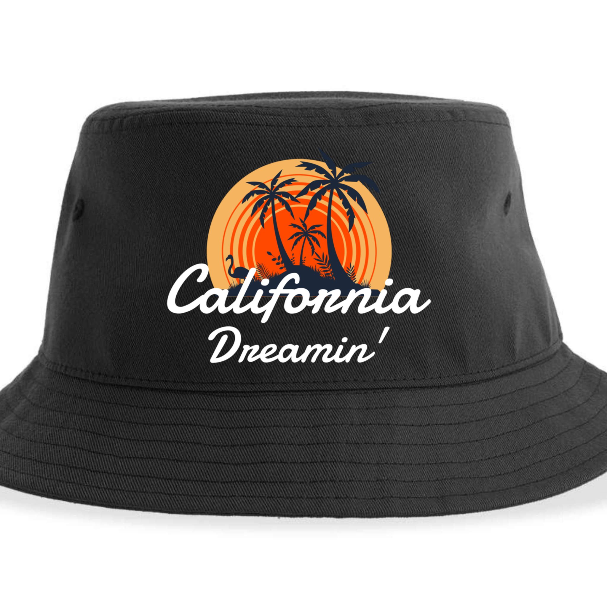 California Dreamin' Sunset Venice Beach Summer Surf La Gift Sustainable Bucket Hat