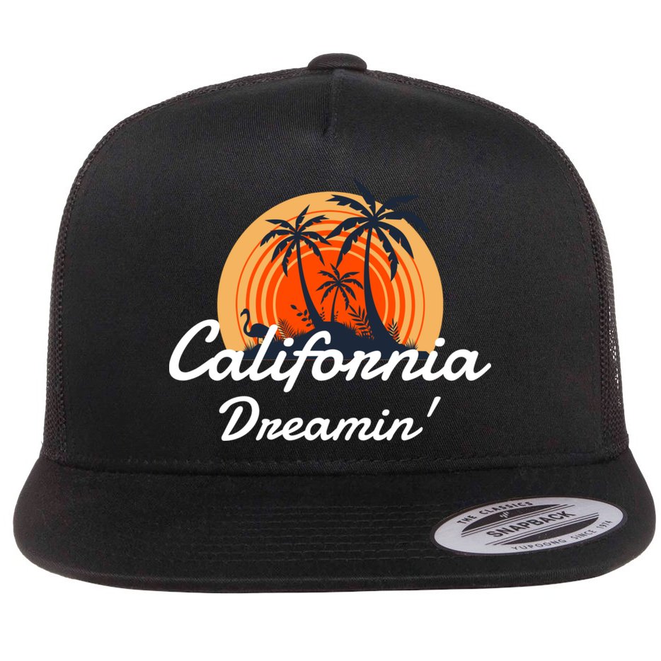 California Dreamin' Sunset Venice Beach Summer Surf La Gift Flat Bill Trucker Hat