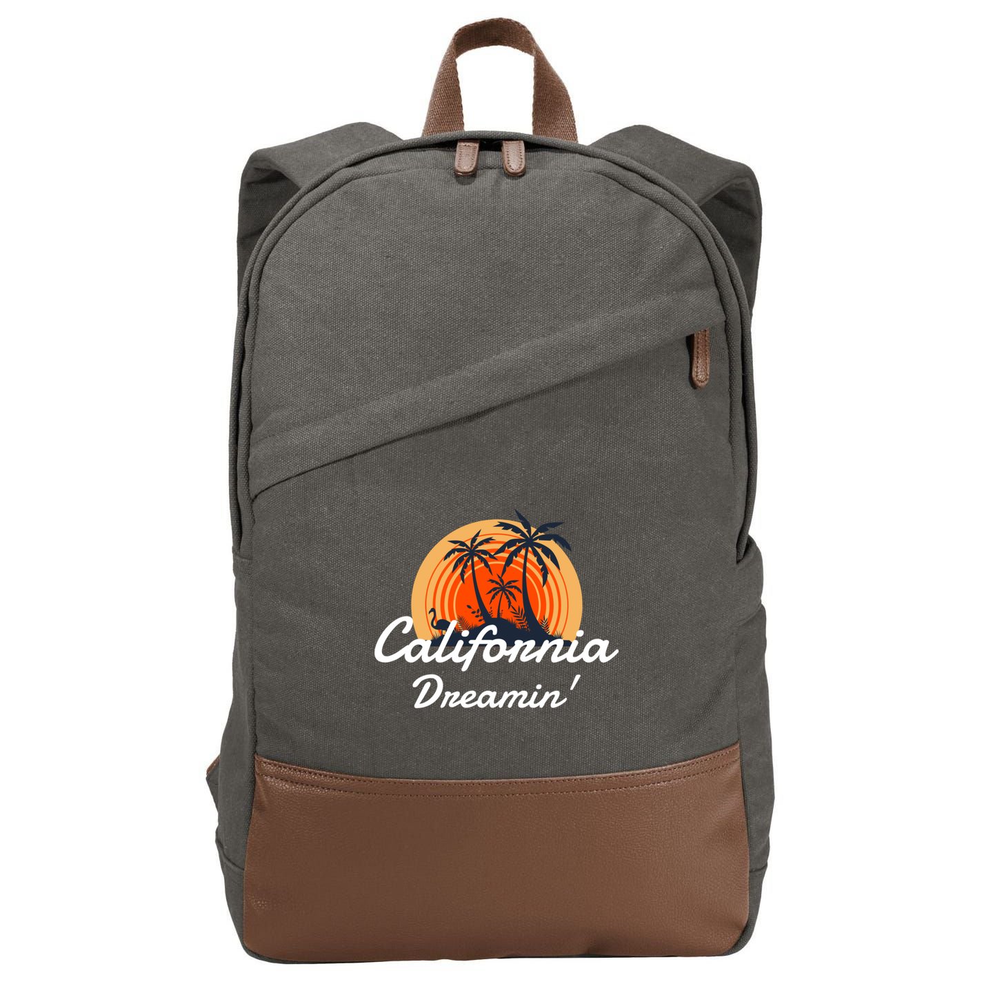 California Dreamin' Sunset Venice Beach Summer Surf La Gift Cotton Canvas Backpack