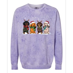 Cute Dachshund Santa Christmas Light Dog Lover Dachshund Mom Meaningful Gift Colorblast Crewneck Sweatshirt