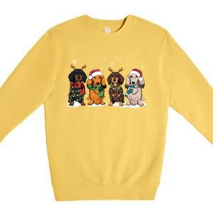 Cute Dachshund Santa Christmas Light Dog Lover Dachshund Mom Meaningful Gift Premium Crewneck Sweatshirt