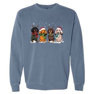 Cute Dachshund Santa Christmas Light Dog Lover Dachshund Mom Meaningful Gift Garment-Dyed Sweatshirt