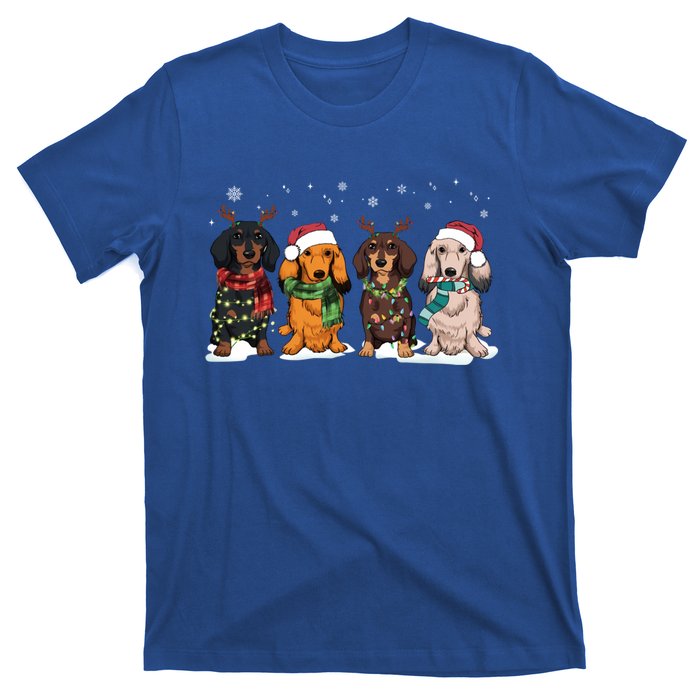 Cute Dachshund Santa Christmas Light Dog Lover Dachshund Mom Meaningful Gift T-Shirt