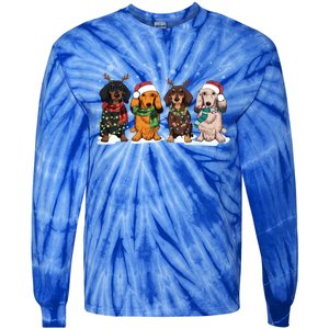 Cute Dachshund Santa Christmas Light Dog Lover Dachshund Mom Meaningful Gift Tie-Dye Long Sleeve Shirt