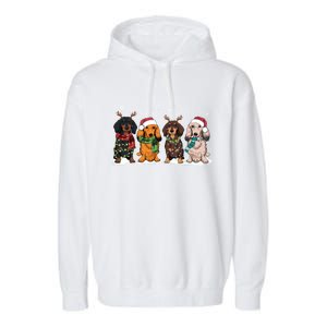 Cute Dachshund Santa Christmas Light Dog Lover Dachshund Mom Meaningful Gift Garment-Dyed Fleece Hoodie