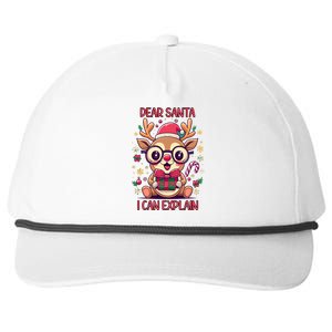 Christmas Dear Santa I Can Explain Funny Reindeer Santa Funny Gift Snapback Five-Panel Rope Hat