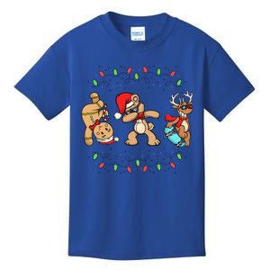 Christmas Dabbing Santa Bear Skate Reindeer Xmas Lights Kids T-Shirt