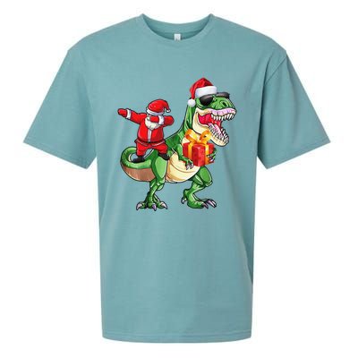 Christmas Dabbing Santa Claus Riding Dinosaur For Sueded Cloud Jersey T-Shirt