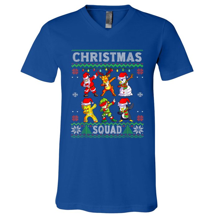 Christmas Dab Santa Friends Matching Family Christmas Squad Gift V-Neck T-Shirt