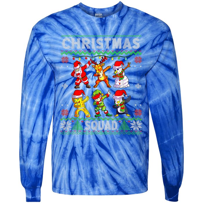 Christmas Dab Santa Friends Matching Family Christmas Squad Gift Tie-Dye Long Sleeve Shirt