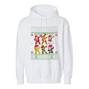 Christmas Dab Santa Friends Matching Family Christmas Squad Gift Garment-Dyed Fleece Hoodie