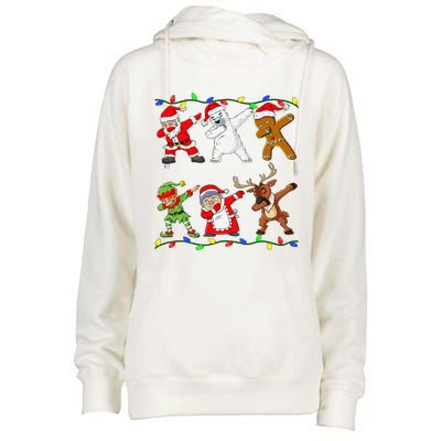 Christmas Dabbing Santa Elf And Friends Dab Xmas Womens Funnel Neck Pullover Hood