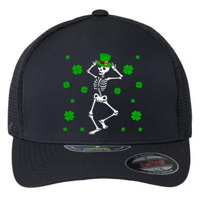 Cute Dancing Skeletons Happy St Patricks Day Family Outfit Flexfit Unipanel Trucker Cap