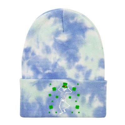 Cute Dancing Skeletons Happy St Patricks Day Family Outfit Tie Dye 12in Knit Beanie