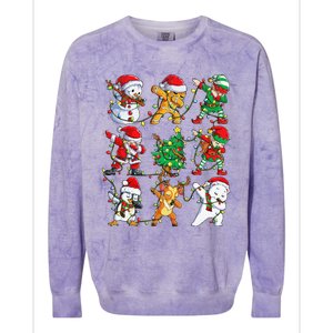 Christmas Dabbing Santa Elf Friends Funny Xmas Dab Colorblast Crewneck Sweatshirt