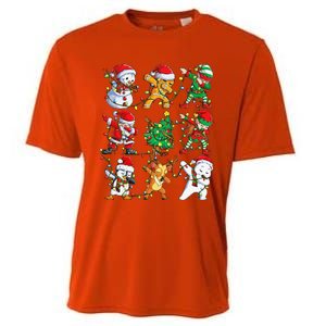 Christmas Dabbing Santa Elf Friends Funny Xmas Dab Cooling Performance Crew T-Shirt