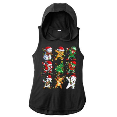 Christmas Dabbing Santa Elf Friends Funny Xmas Dab Ladies PosiCharge Tri-Blend Wicking Draft Hoodie Tank