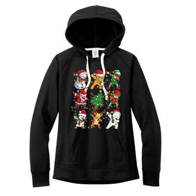 Christmas Dabbing Santa Elf Friends Funny Xmas Dab Women's Fleece Hoodie