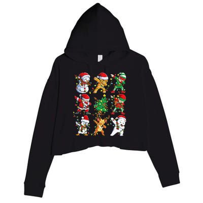 Christmas Dabbing Santa Elf Friends Funny Xmas Dab Crop Fleece Hoodie