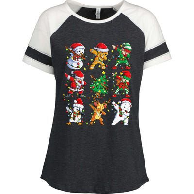 Christmas Dabbing Santa Elf Friends Funny Xmas Dab Enza Ladies Jersey Colorblock Tee