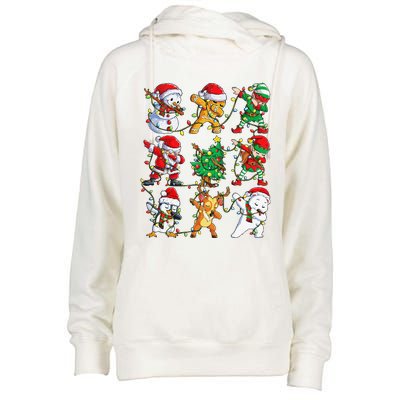 Christmas Dabbing Santa Elf Friends Funny Xmas Dab Womens Funnel Neck Pullover Hood