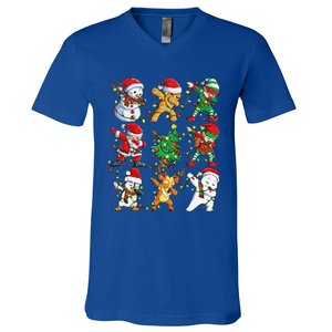 Christmas Dabbing Santa Elf Friends Funny Xmas Dab V-Neck T-Shirt