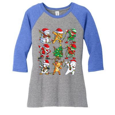 Christmas Dabbing Santa Elf Friends Funny Xmas Dab Women's Tri-Blend 3/4-Sleeve Raglan Shirt