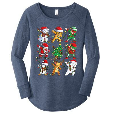 Christmas Dabbing Santa Elf Friends Funny Xmas Dab Women's Perfect Tri Tunic Long Sleeve Shirt