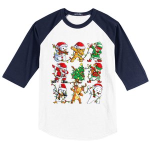 Christmas Dabbing Santa Elf Friends Funny Xmas Dab Baseball Sleeve Shirt