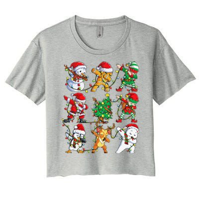 Christmas Dabbing Santa Elf Friends Funny Xmas Dab Women's Crop Top Tee