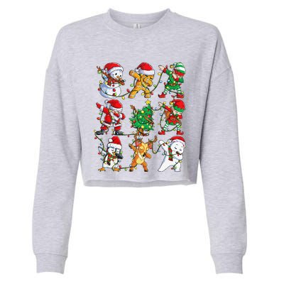 Christmas Dabbing Santa Elf Friends Funny Xmas Dab Cropped Pullover Crew