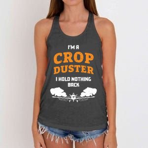 Crop Duster Sarcastic Adult Humor Funny Farting Joke Women's Knotted Racerback Tank