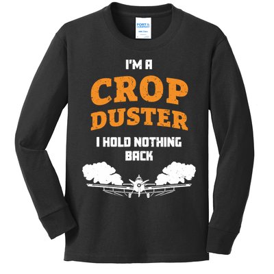 Crop Duster Sarcastic Adult Humor Funny Farting Joke Kids Long Sleeve Shirt