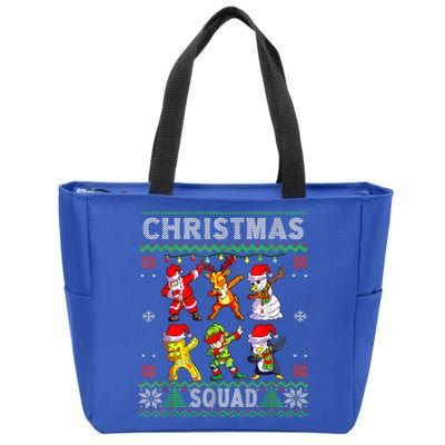 Christmas Dab Santa Friends Matching Family Christmas Squad Gift Zip Tote Bag