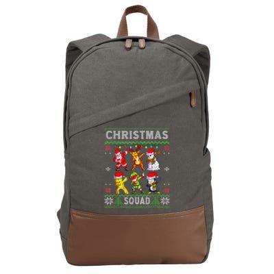 Christmas Dab Santa Friends Matching Family Christmas Squad Gift Cotton Canvas Backpack