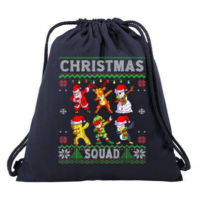 Christmas Dab Santa Friends Matching Family Christmas Squad Gift Drawstring Bag