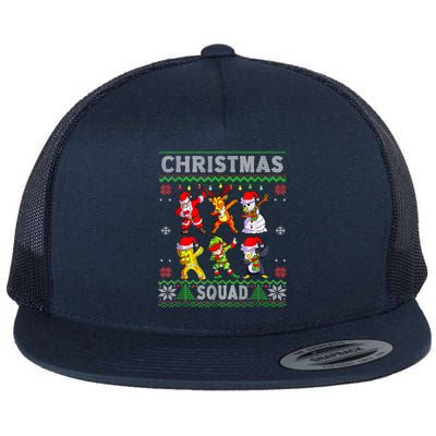 Christmas Dab Santa Friends Matching Family Christmas Squad Gift Flat Bill Trucker Hat