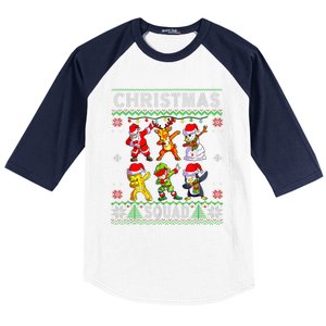 Christmas Dab Santa Friends Matching Family Christmas Squad Gift Baseball Sleeve Shirt