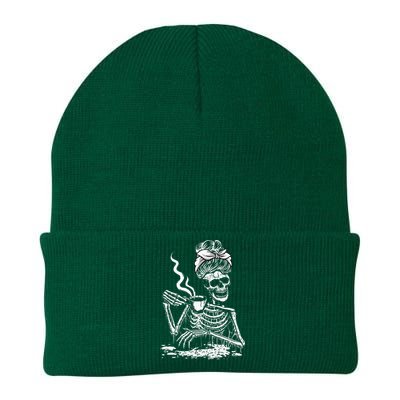 Coffee Drinking Skeleton Lazy DIY Halloween Costume Knit Cap Winter Beanie