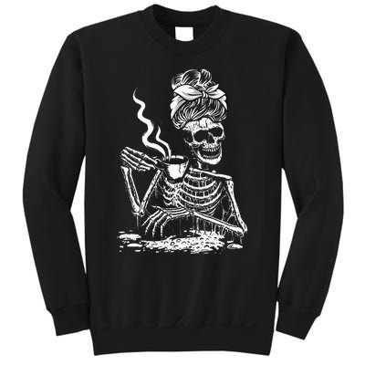 Coffee Drinking Skeleton Lazy DIY Halloween Costume Sweatshirt