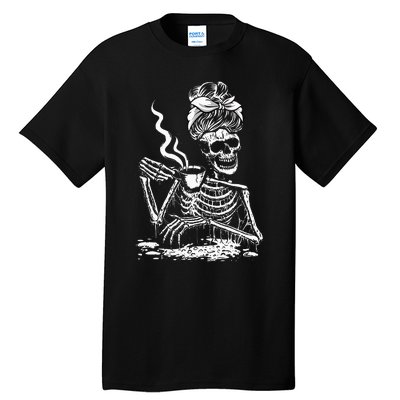 Coffee Drinking Skeleton Lazy DIY Halloween Costume Tall T-Shirt